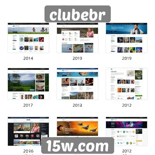 Evolução do design do site Clubebr ao longo do tempo